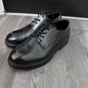 ZARA MAN MEN Negro Black Noir Mocasin Piel Moda Black Leather Dress Shoes Sz 10